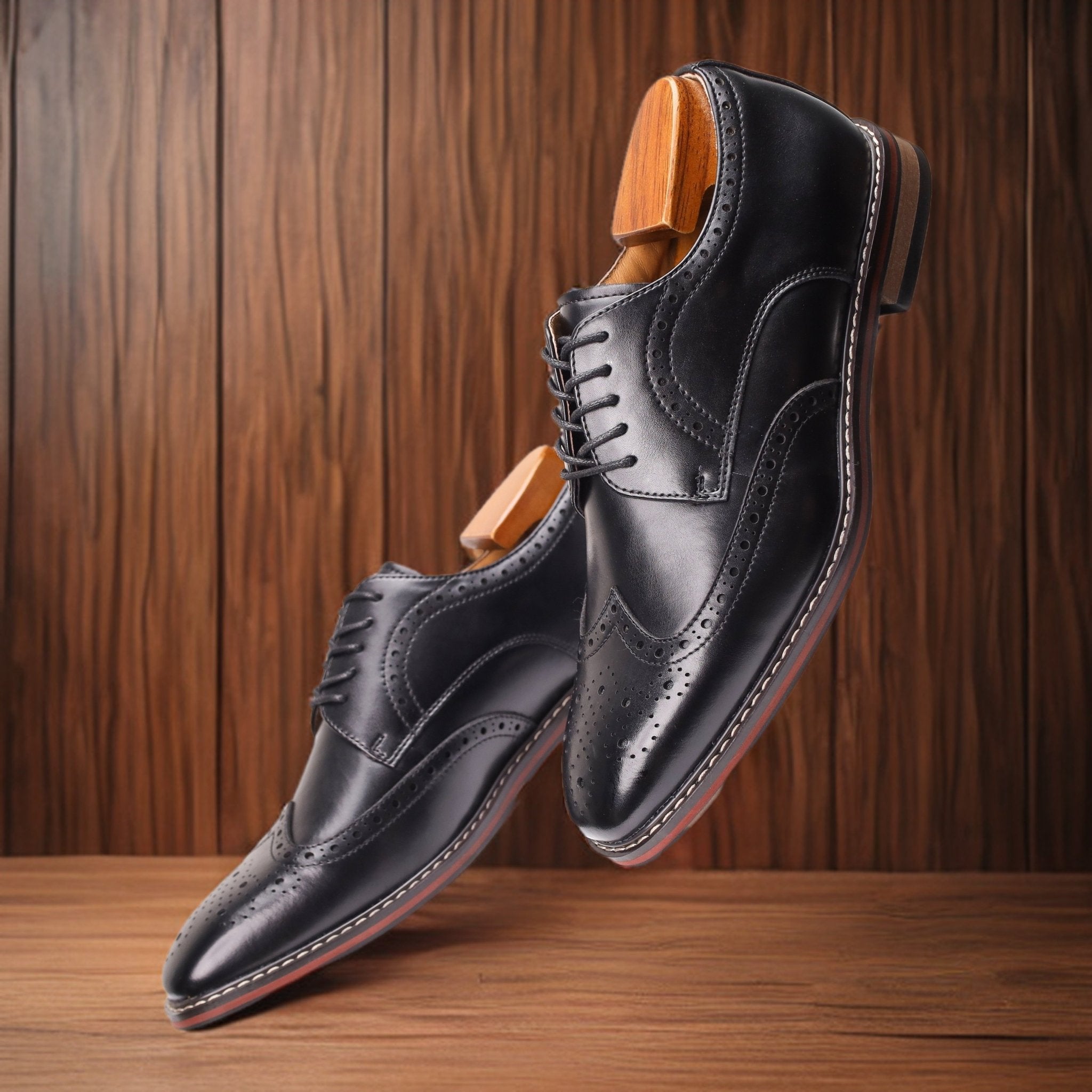 Men’s Genuine Leather Brogue Derby Shoes – Classic British Style, All - Season Business & Casual - Honesty Sales