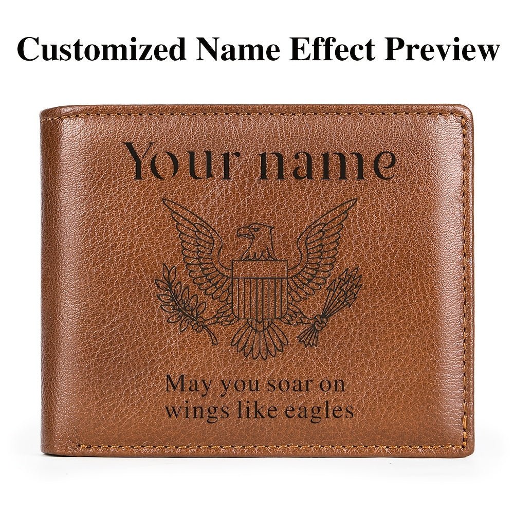 Men’s Genuine Leather Clutch Bag – Top - Grain Cowhide Wallet with Eagle Pattern, Customizable, Daily Use Gift (NIUCUNZH) - Honesty Sales