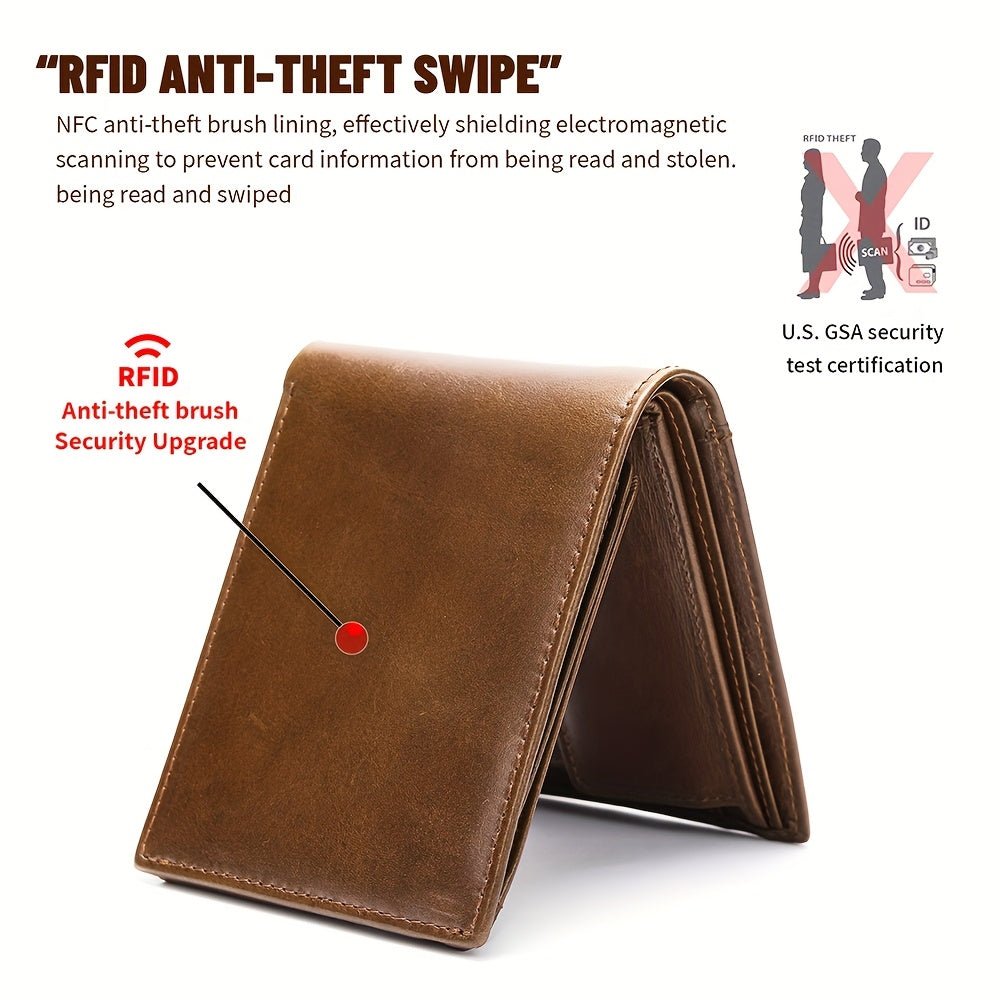 Men’s Genuine Leather Clutch Bag – Top - Grain Cowhide Wallet with Eagle Pattern, Customizable, Daily Use Gift (NIUCUNZH) - Honesty Sales