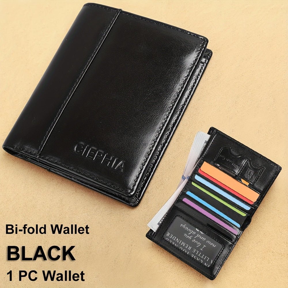 Men’s Genuine Leather Folding Wallet – Anti - Theft Design with ID Window, Deep Cash Compartment & Multi - Card Slots - Honesty Sales