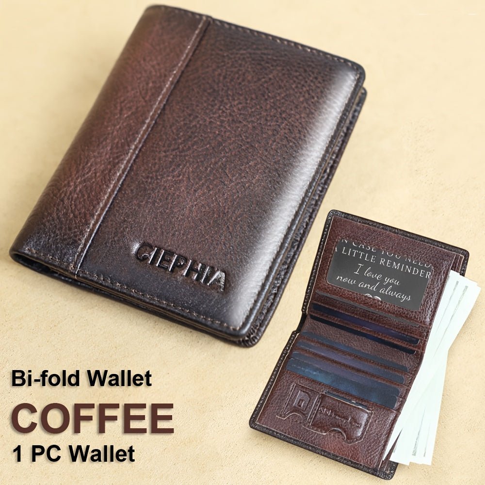 Men’s Genuine Leather Folding Wallet – Anti - Theft Design with ID Window, Deep Cash Compartment & Multi - Card Slots - Honesty Sales