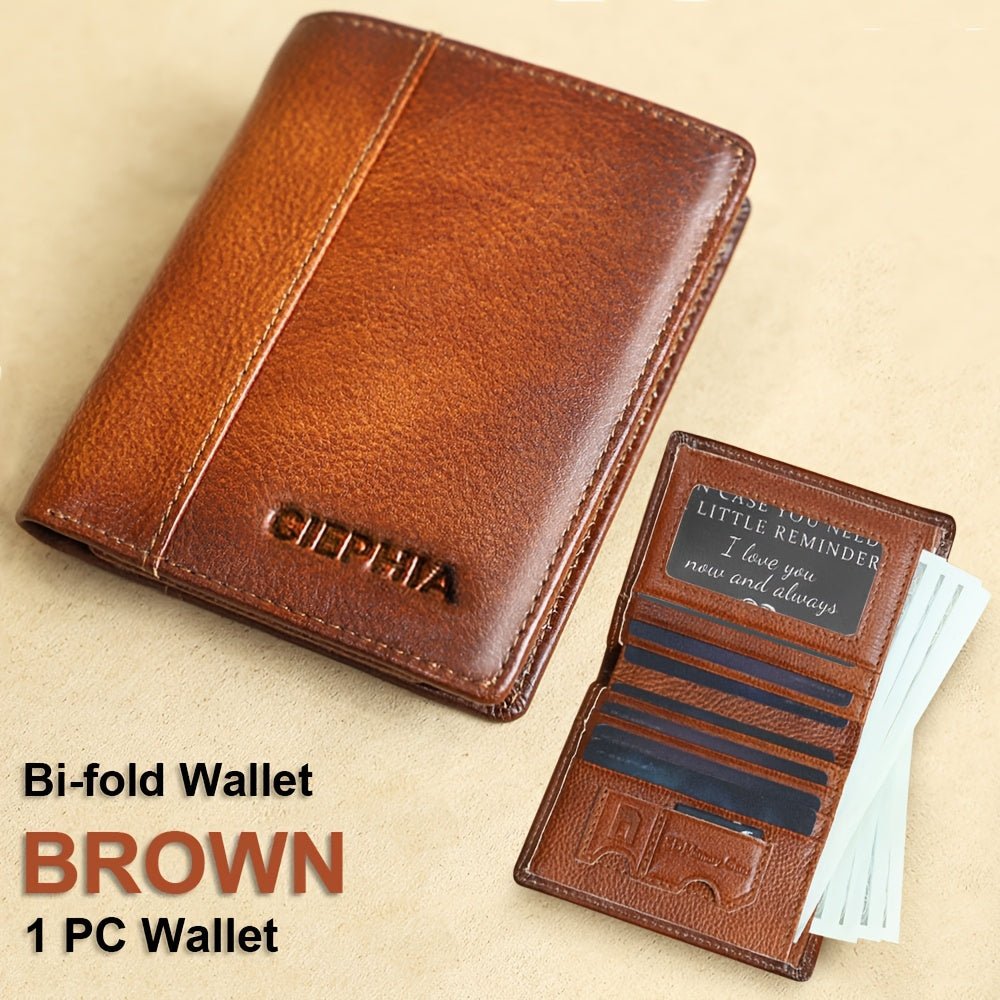 Men’s Genuine Leather Folding Wallet – Anti - Theft Design with ID Window, Deep Cash Compartment & Multi - Card Slots - Honesty Sales