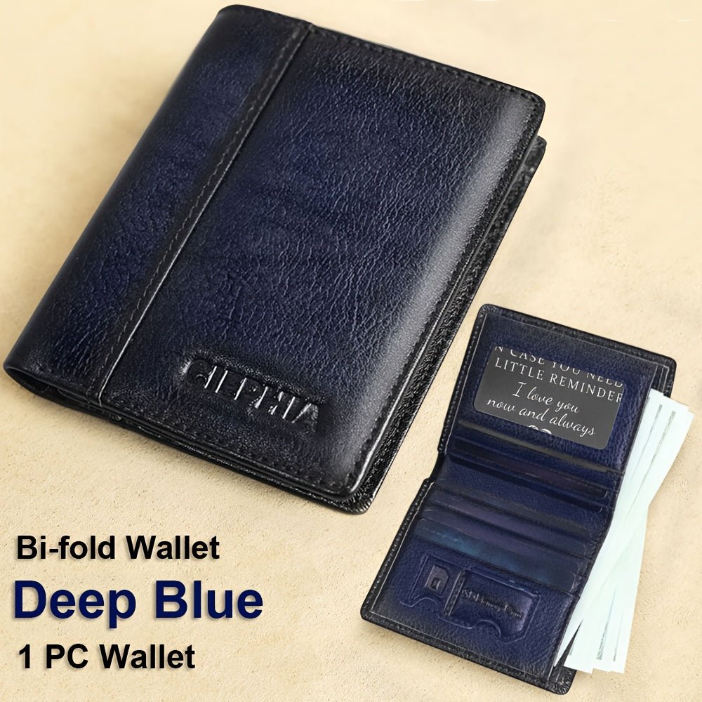 Men’s Genuine Leather Folding Wallet – Anti - Theft Design with ID Window, Deep Cash Compartment & Multi - Card Slots - Honesty Sales