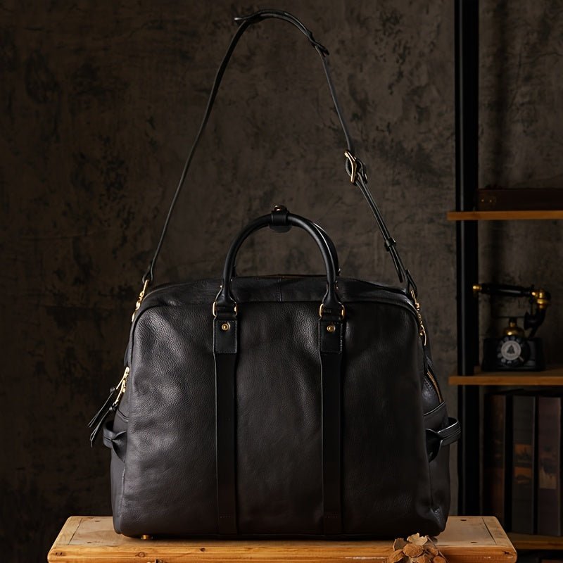 Men’s Genuine Leather Travel Bag – Large - Capacity Business & Casual Handheld or Shoulder Bag - Honesty Sales