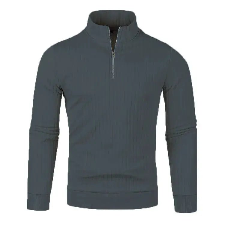Men’s Half - Zip Cotton Sweater – Autumn/Winter Slim Fit Knit Pullover - Honesty Sales