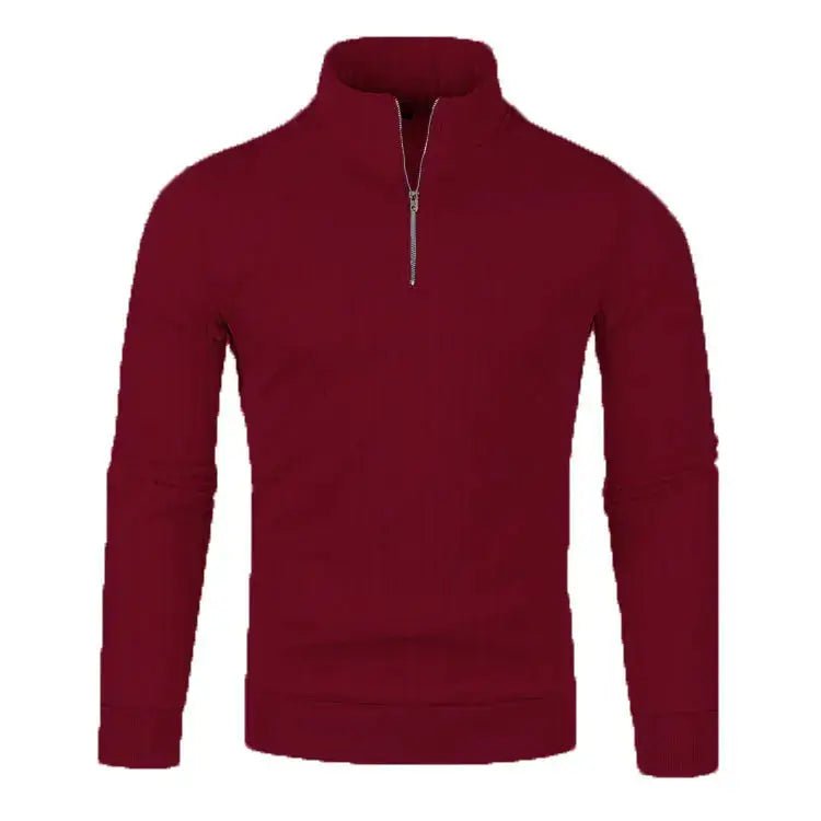 Men’s Half - Zip Cotton Sweater – Autumn/Winter Slim Fit Knit Pullover - Honesty Sales
