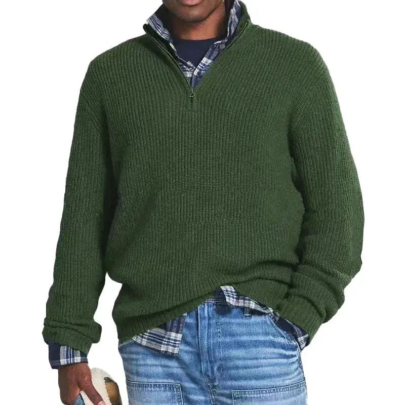 Men’s Half - Zip Knit Sweater – Autumn/Winter Mock Neck Pullover - Honesty Sales