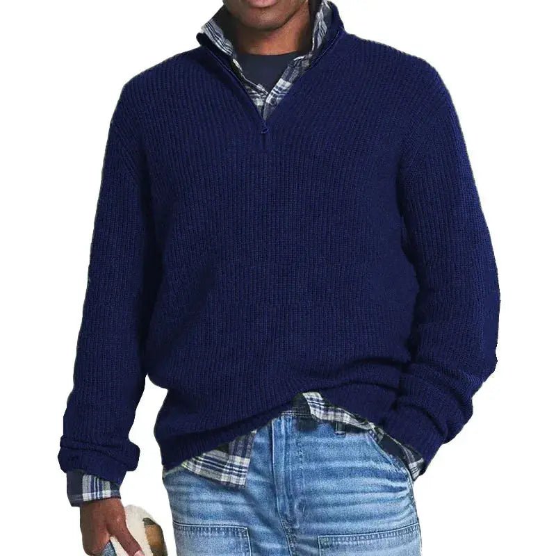 Men’s Half - Zip Knit Sweater – Autumn/Winter Mock Neck Pullover - Honesty Sales