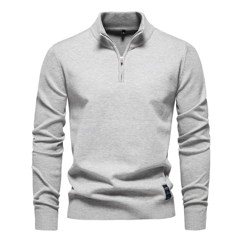 Men’s Half - Zip Knit Sweater – Autumn/Winter Slim Fit Pullover - Honesty Sales