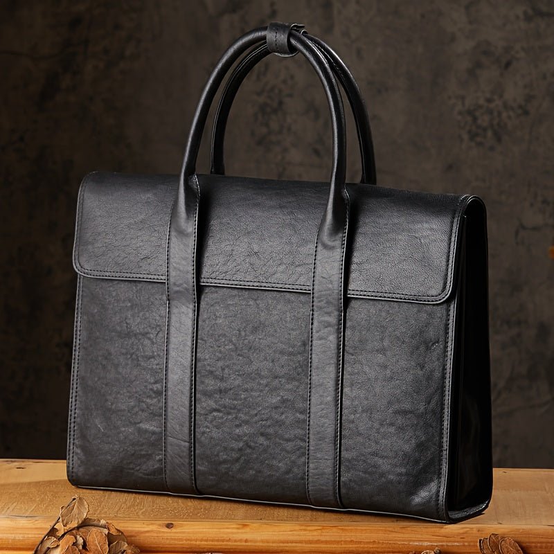 Men’s Handmade Top - Grain Leather Business Briefcase – Large - Capacity Commuter Laptop & Document Bag - Honesty Sales