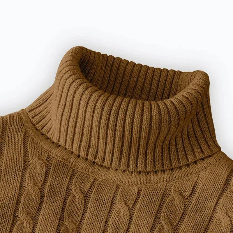 Men’s High Neck Knit Sweater – Warm Solid Color Pullover - Honesty Sales