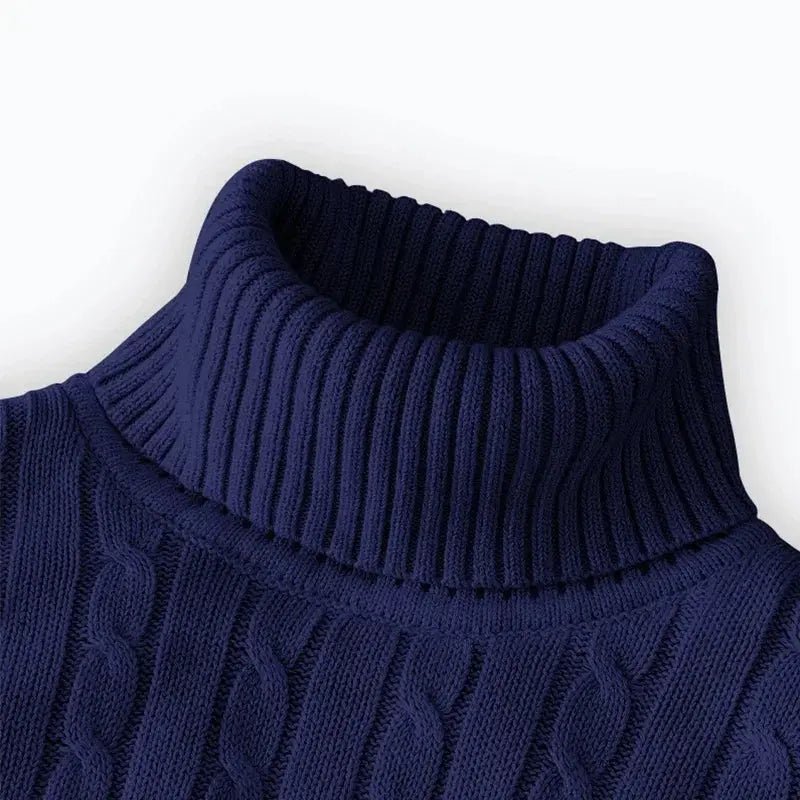 Men’s High Neck Knit Sweater – Warm Solid Color Pullover - Honesty Sales