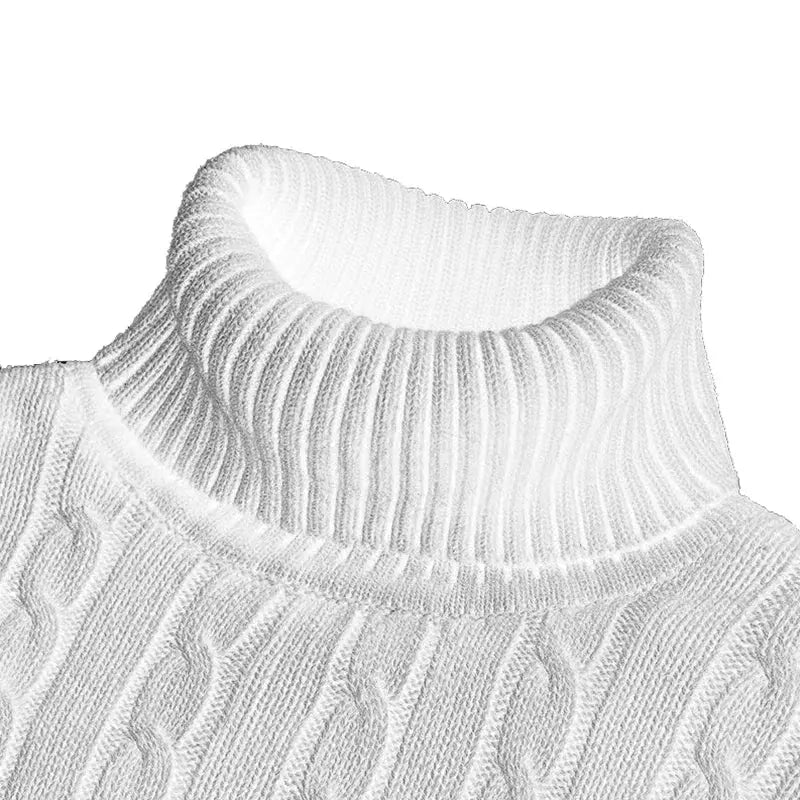 Men’s High Neck Knit Sweater – Warm Solid Color Pullover - Honesty Sales
