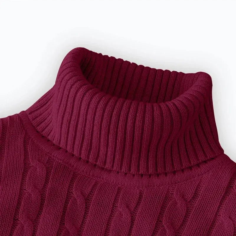 Men’s High Neck Knit Sweater – Warm Solid Color Pullover - Honesty Sales
