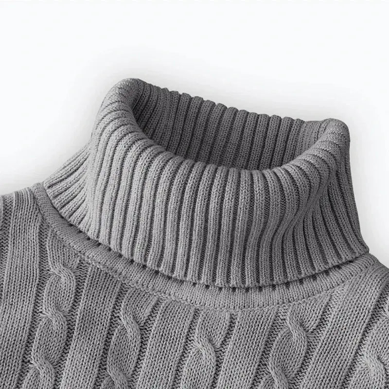 Men’s High Neck Knit Sweater – Warm Solid Color Pullover - Honesty Sales
