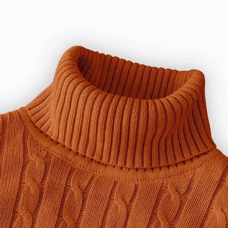 Men’s High Neck Knit Sweater – Warm Solid Color Pullover - Honesty Sales