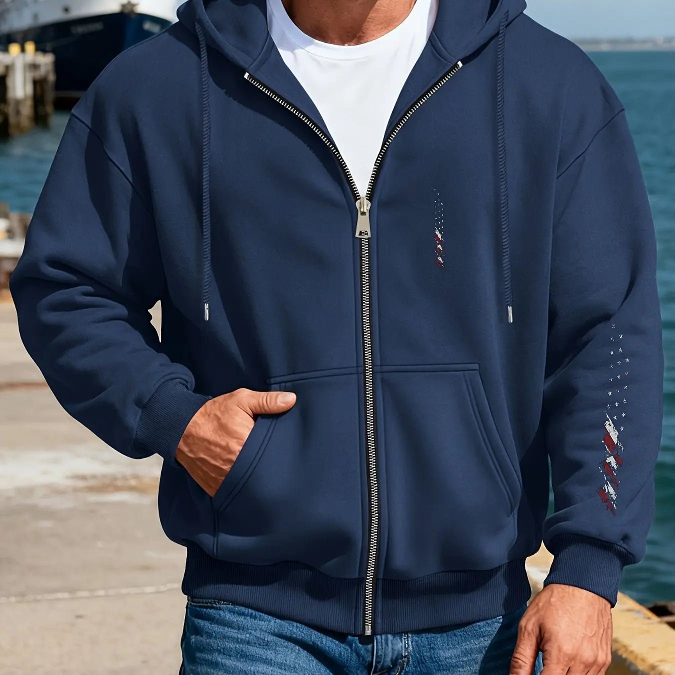 Men’s Hooded Sweatshirt Jacket – Colorful Flag Print Casual Wear - Honesty Sales