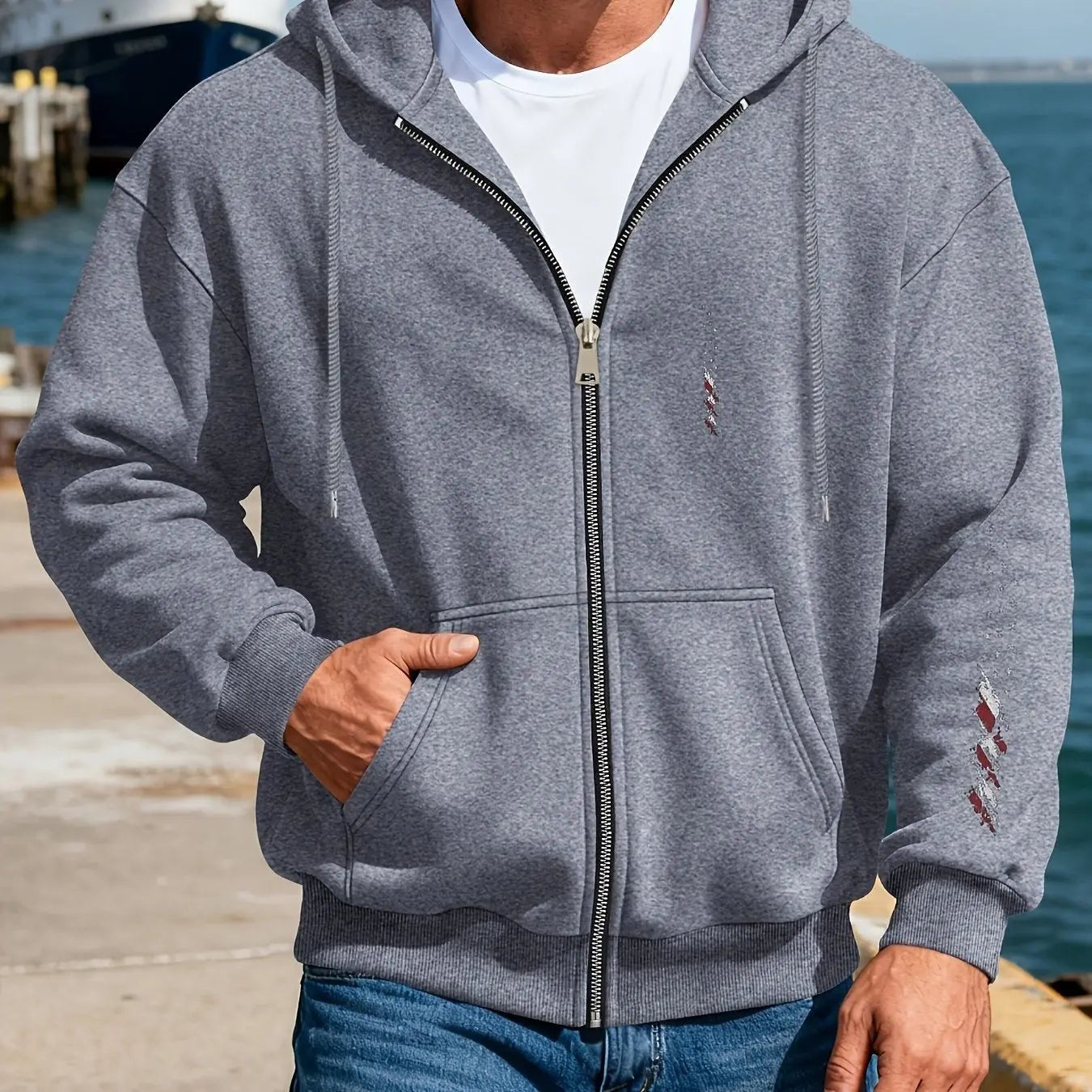 Men’s Hooded Sweatshirt Jacket – Colorful Flag Print Casual Wear - Honesty Sales