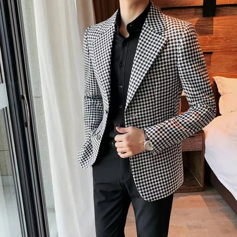 Men’s Houndstooth 2 - Piece Suit – Custom Blazer & Trousers Set - Honesty Sales