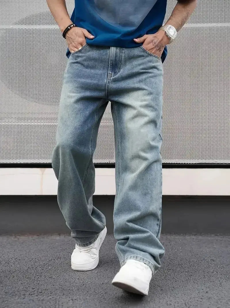 Men’s Light Blue Loose - Fit Straight Jeans – Casual Comfort - Honesty Sales