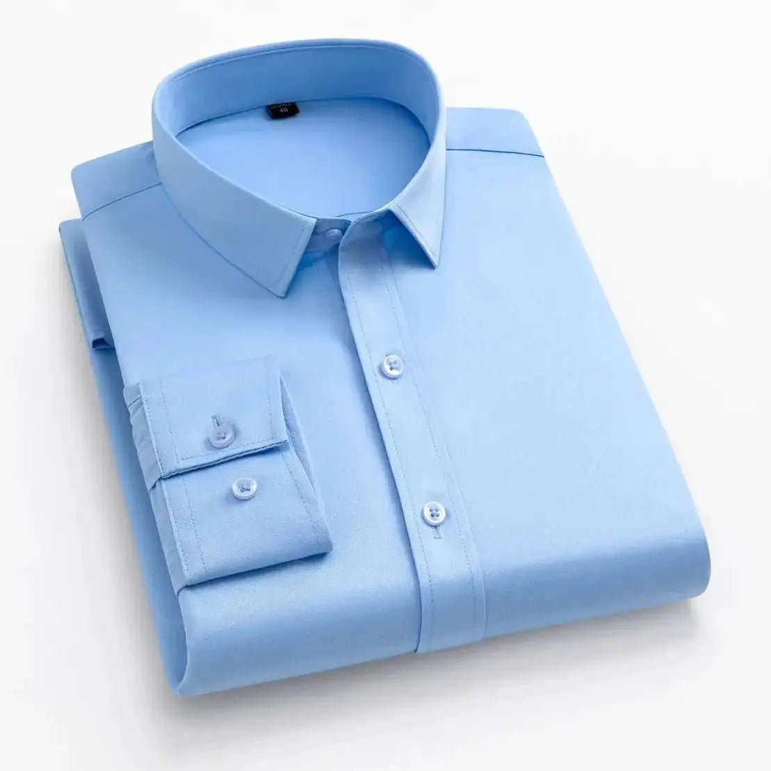 Men's long - sleeved, non - iron, elastic dress shirt for professional work attire. Stand - up collar (55 - 105kg) - Honesty Sales