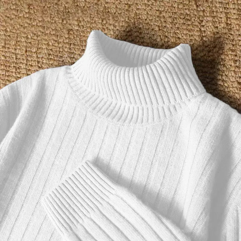 Men’s Long Turtleneck Striped Sweater – Warm Casual Knit Pullover - Honesty Sales
