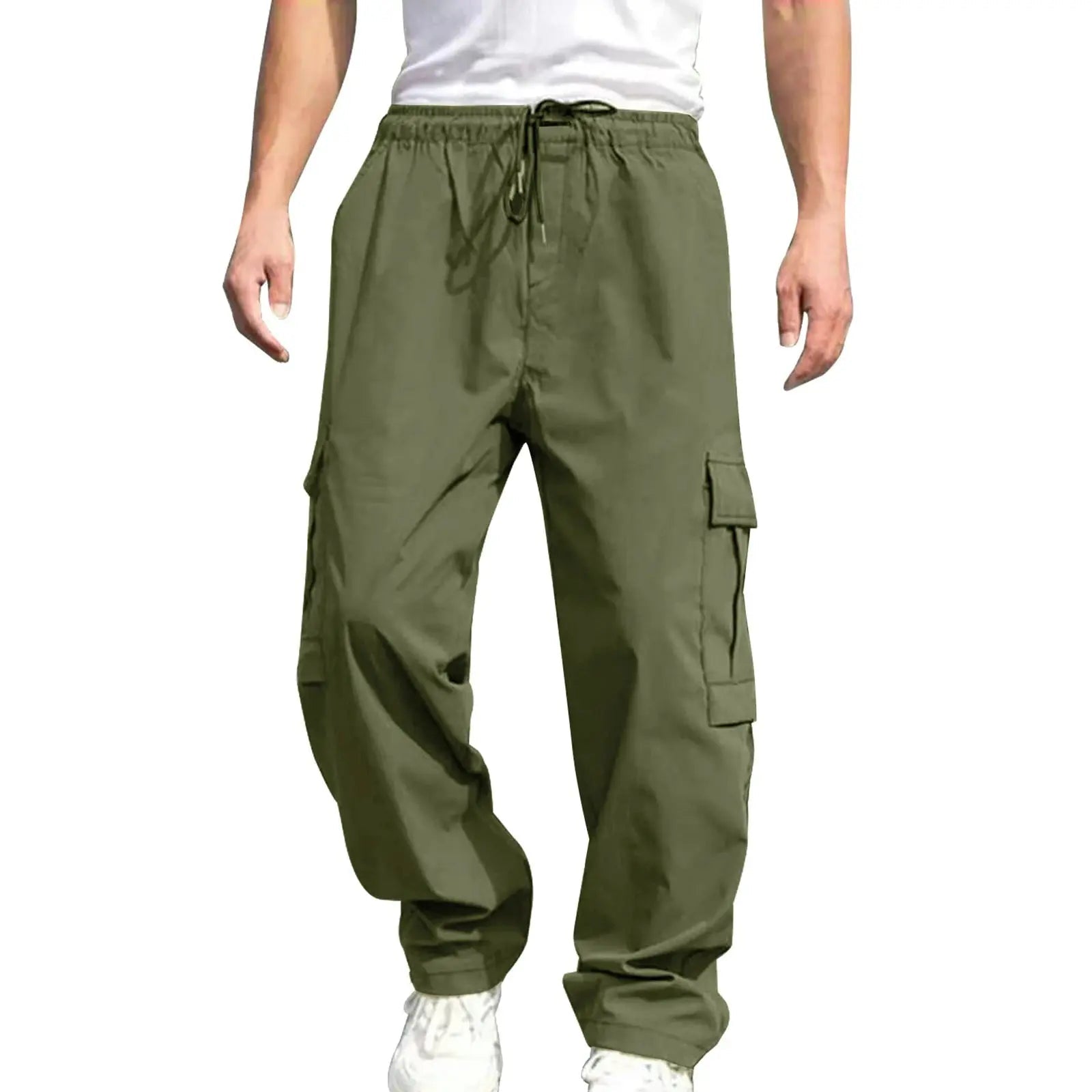 Men’s Loose Cargo Pants – Straight Leg Drawstring Trousers with Pockets - Honesty Sales