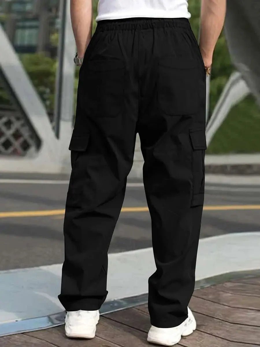 Men’s Loose Cargo Pants – Straight Leg Drawstring Trousers with Pockets - Honesty Sales