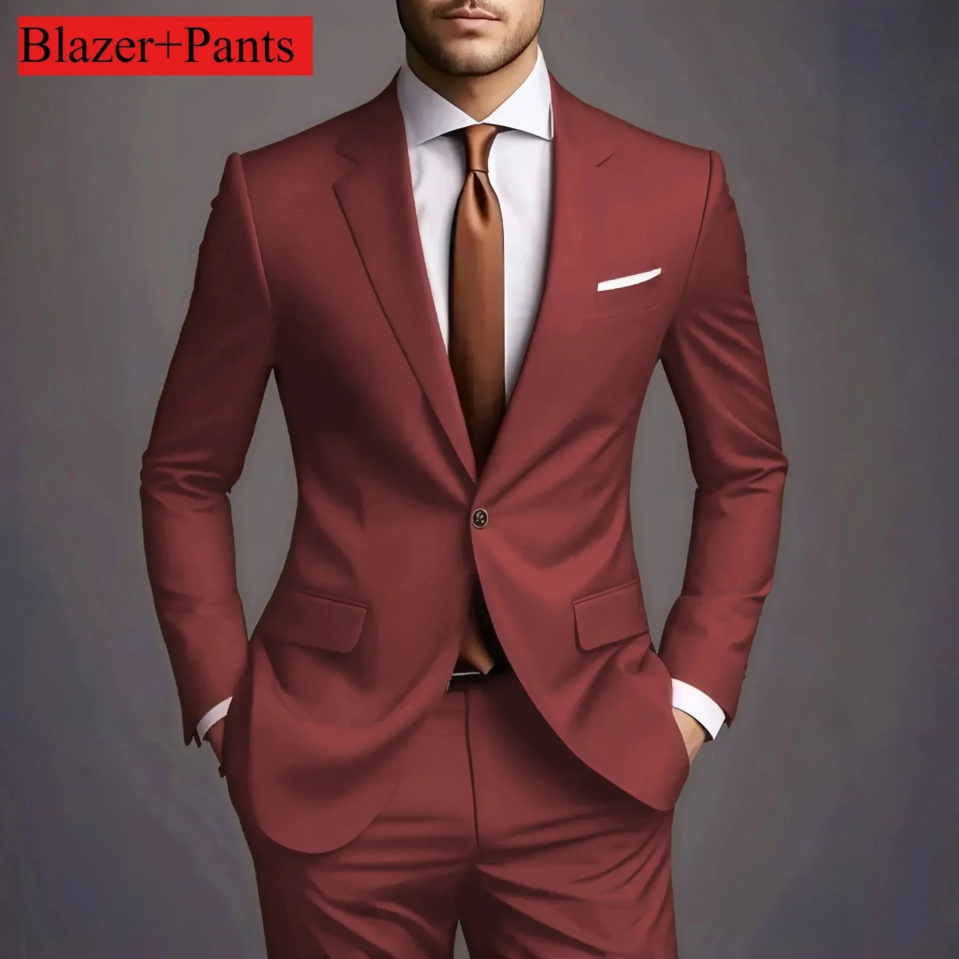 Men’s Luxury 2 - Piece Suit – Slim Fit Korean Style Wedding Set - Honesty Sales