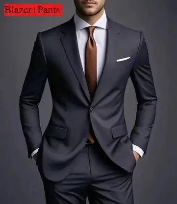 Men’s Luxury 2 - Piece Suit – Slim Fit Korean Style Wedding Set - Honesty Sales