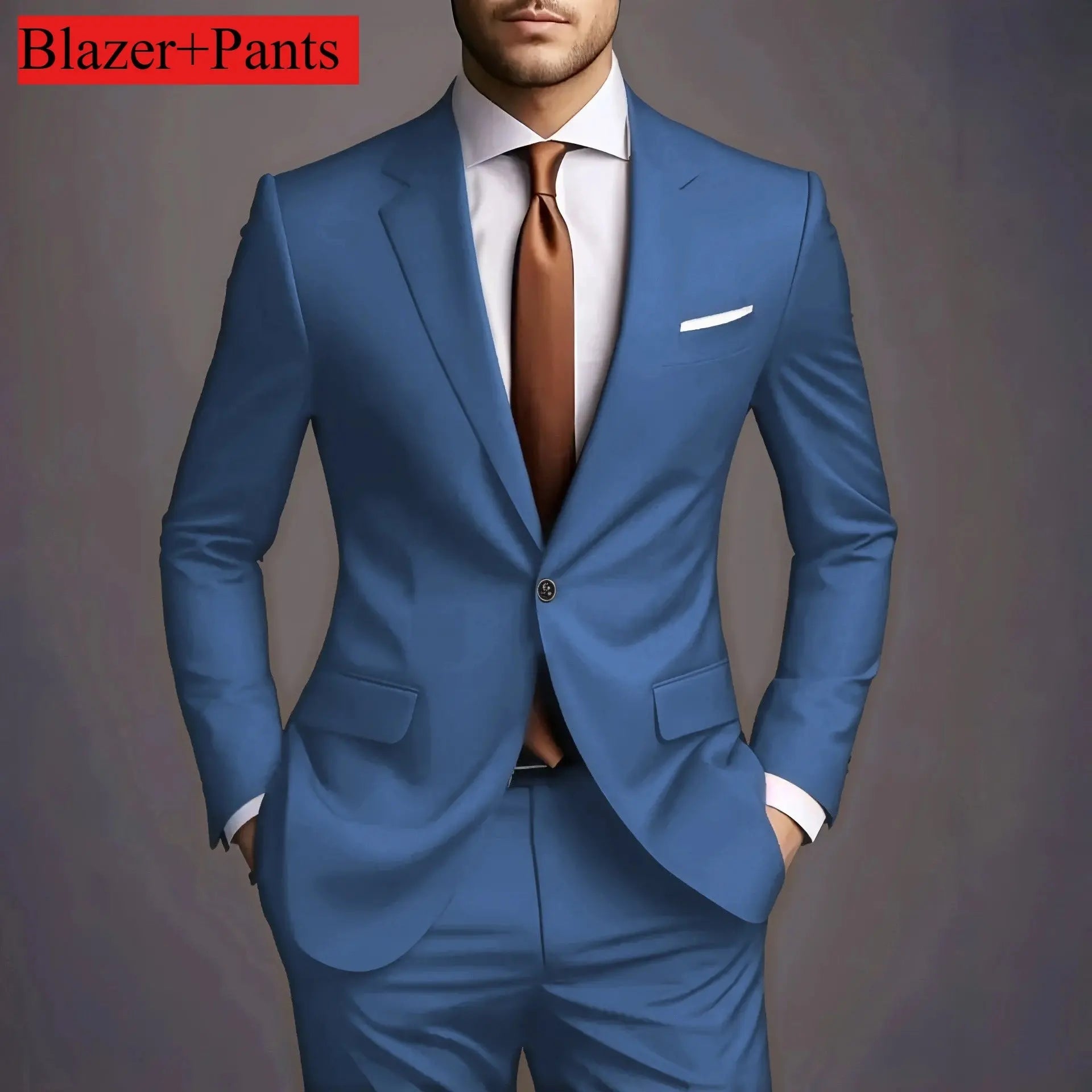 Men’s Luxury 2 - Piece Suit – Slim Fit Korean Style Wedding Set - Honesty Sales