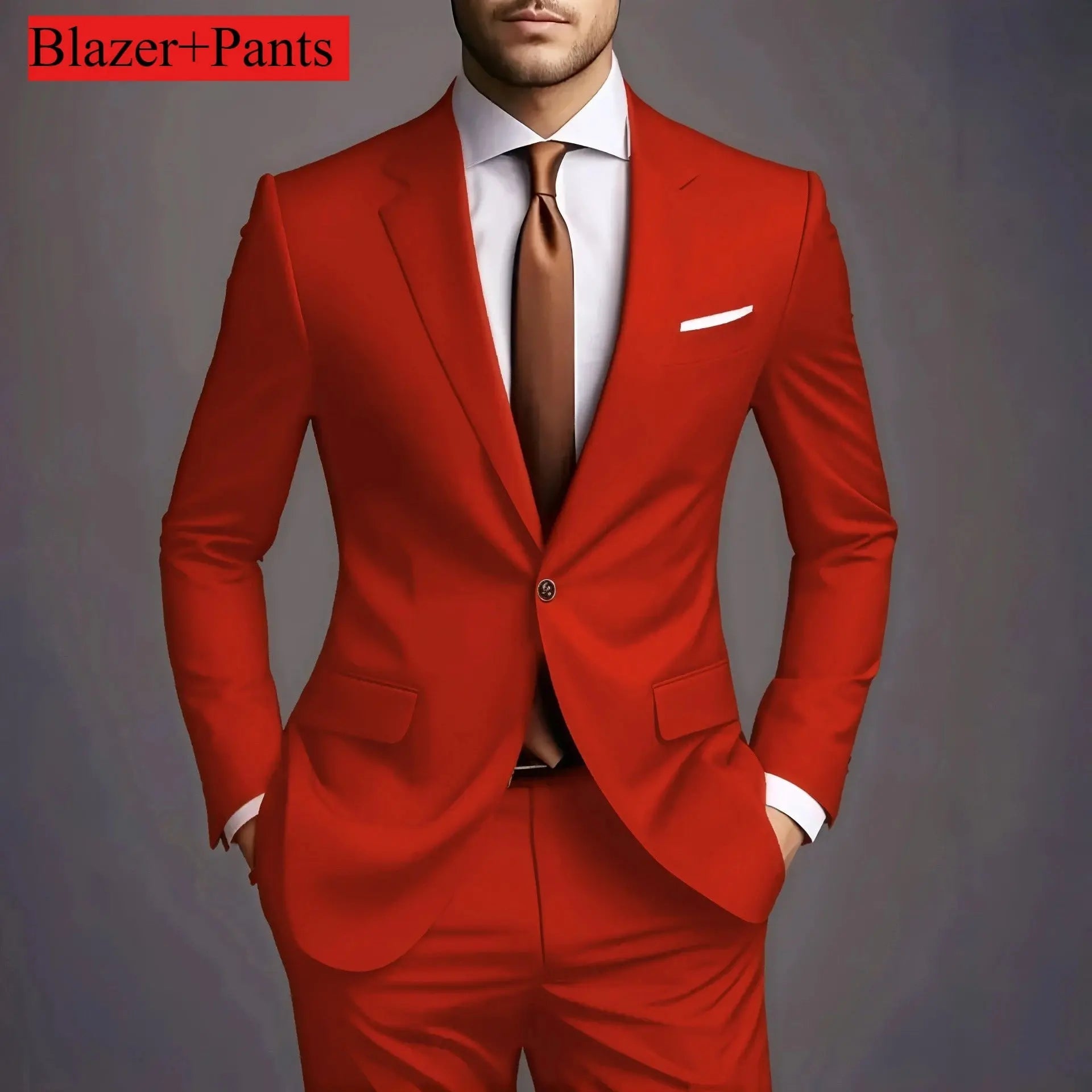 Men’s Luxury 2 - Piece Suit – Slim Fit Korean Style Wedding Set - Honesty Sales