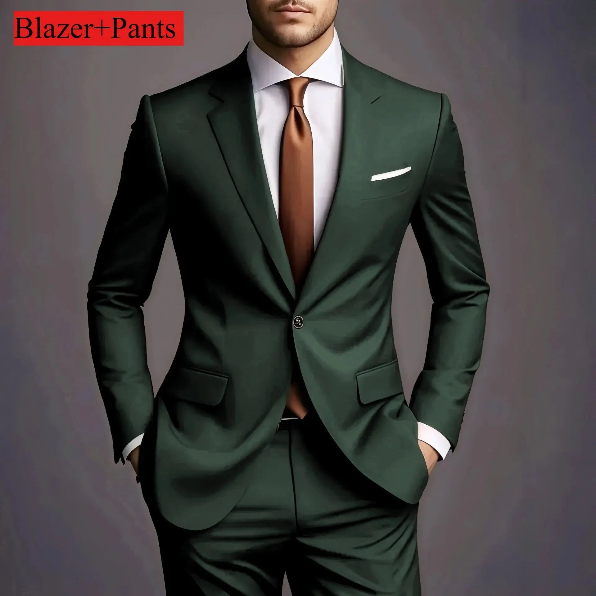 Men’s Luxury 2 - Piece Suit – Slim Fit Korean Style Wedding Set - Honesty Sales