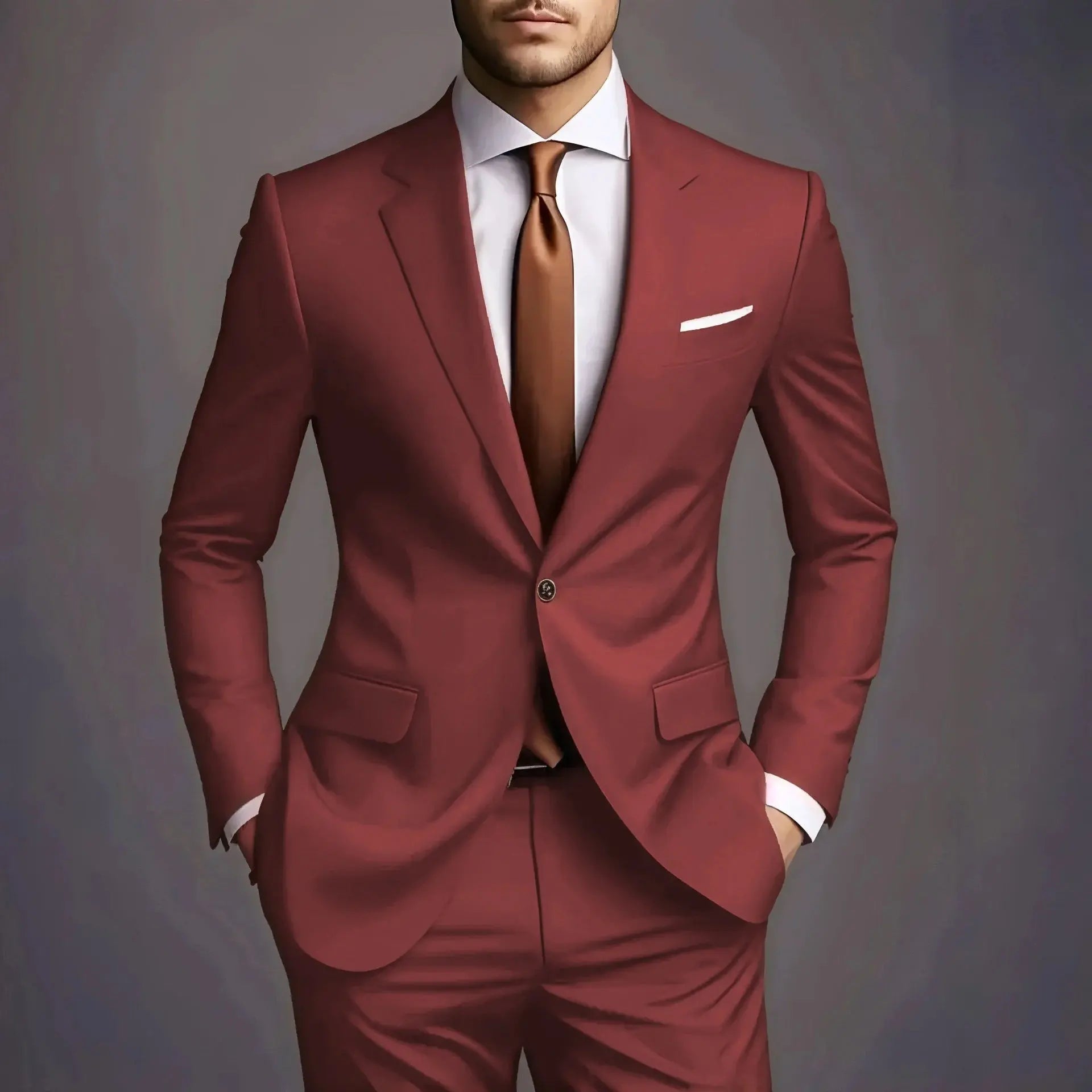 Men’s Luxury 2 - Piece Suit – Slim Fit Korean Style Wedding Set - Honesty Sales
