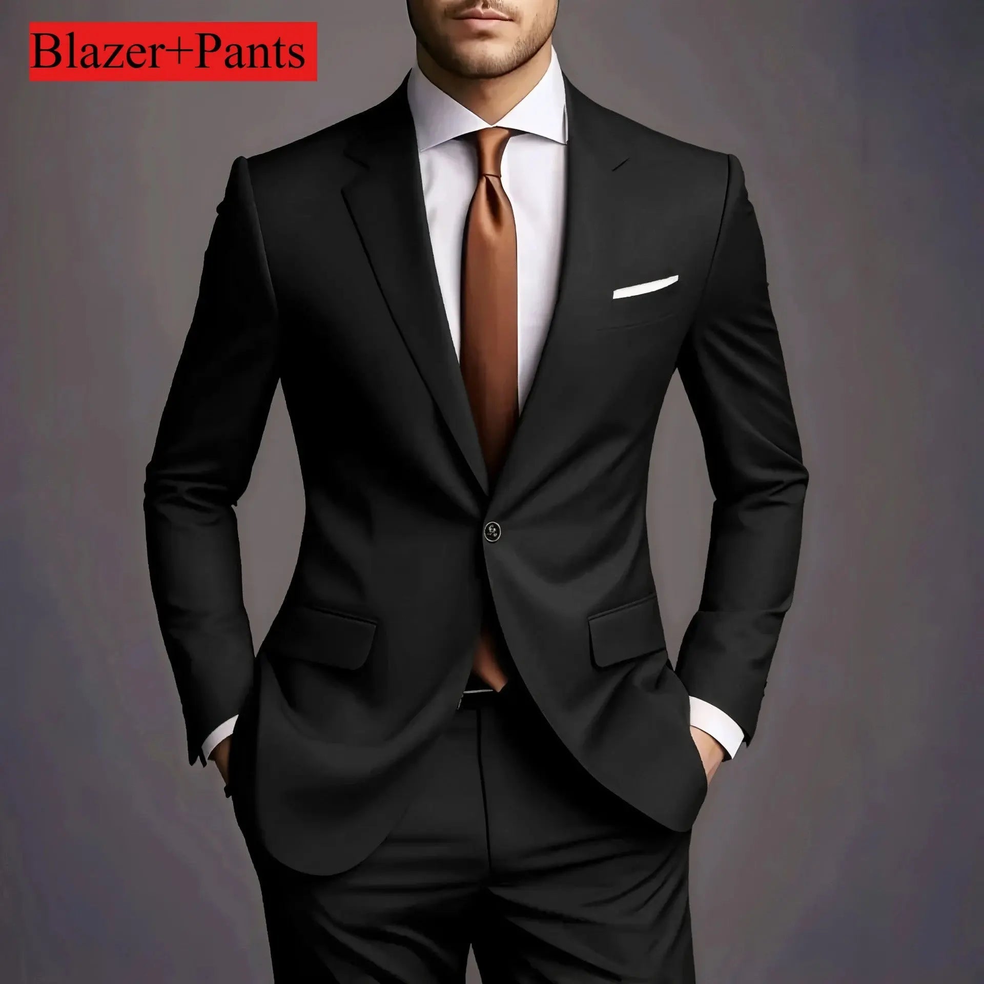 Men’s Luxury 2 - Piece Suit – Slim Fit Korean Style Wedding Set - Honesty Sales