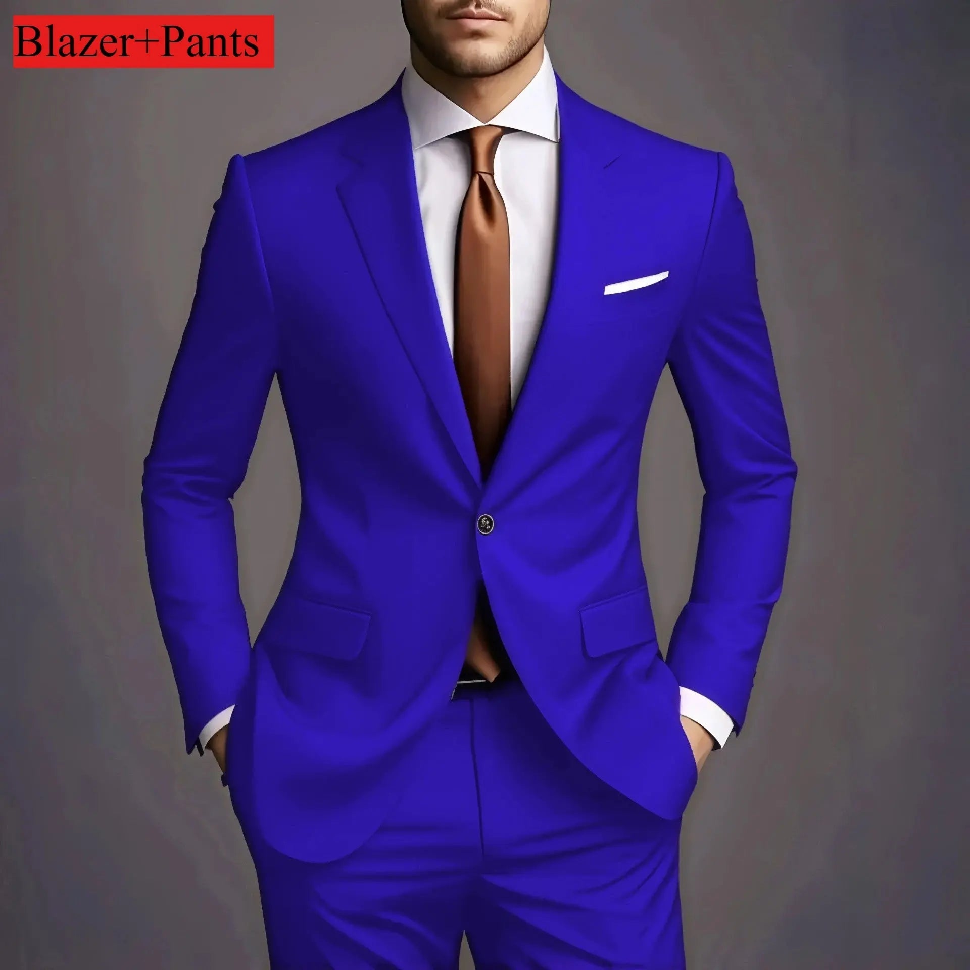 Men’s Luxury 2 - Piece Suit – Slim Fit Korean Style Wedding Set - Honesty Sales