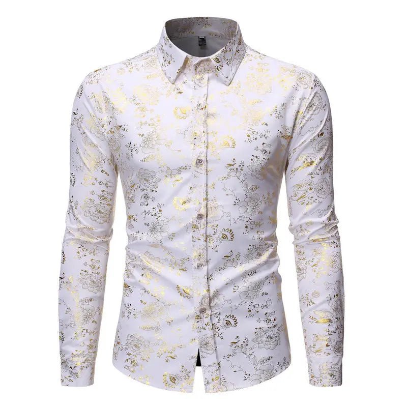 Men's Metal Bronzing Printed Lapel Shirt - Honesty Sales