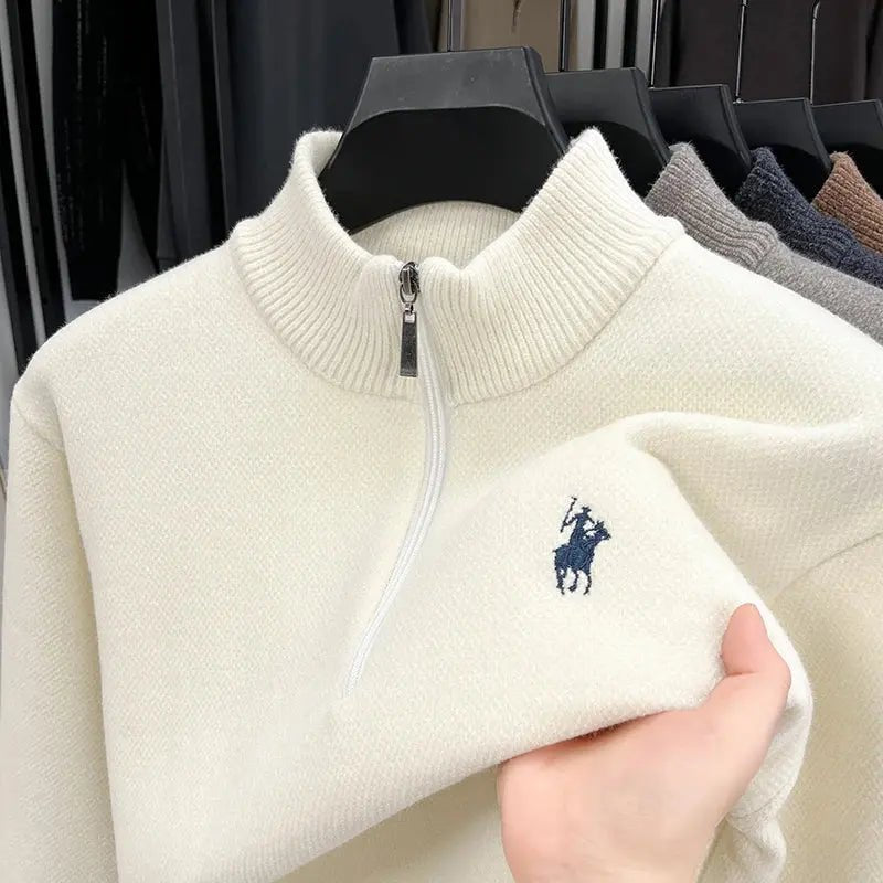 Men’s Mink Fleece Half - Zip Sweater – Thick Half - High Neck Knit - Honesty Sales
