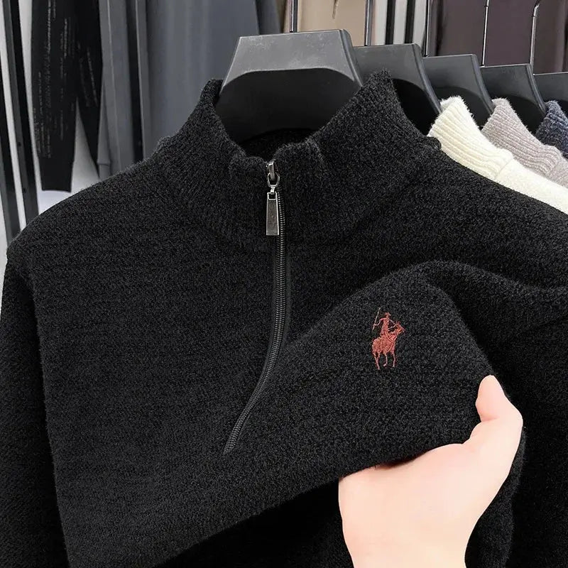 Men’s Mink Fleece Half - Zip Sweater – Thick Half - High Neck Knit - Honesty Sales