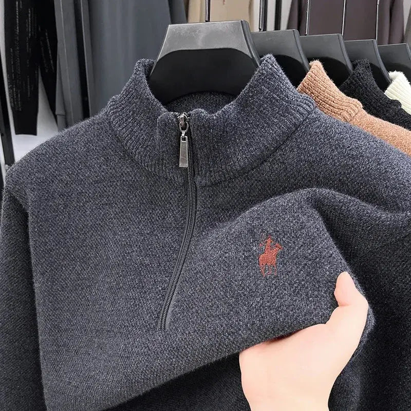 Men’s Mink Fleece Half - Zip Sweater – Thick Half - High Neck Knit - Honesty Sales