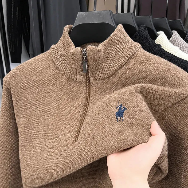 Men’s Mink Fleece Half - Zip Sweater – Thick Half - High Neck Knit - Honesty Sales