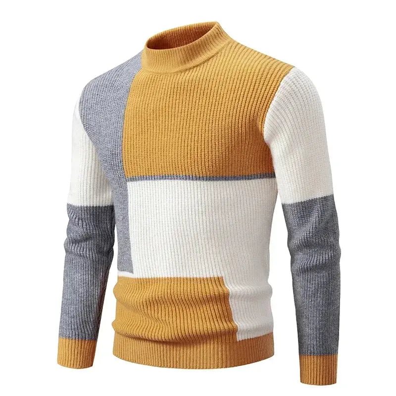 Men’s Mock Neck Knit Sweater – Autumn/Winter Slim Fit Pullover - Honesty Sales