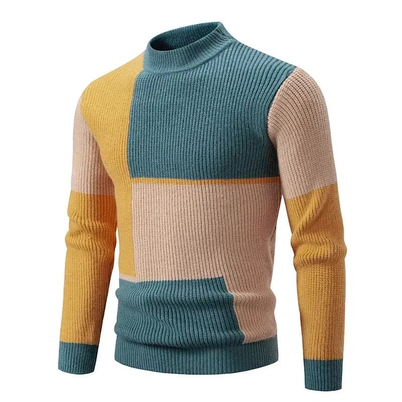 Men’s Mock Neck Knit Sweater – Autumn/Winter Slim Fit Pullover - Honesty Sales