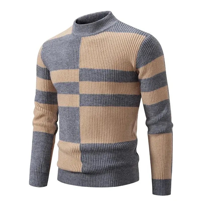 Men’s Mock Neck Knit Sweater – Autumn/Winter Slim Fit Pullover - Honesty Sales