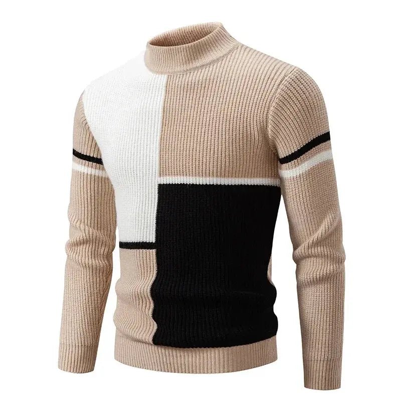 Men’s Mock Neck Knit Sweater – Autumn/Winter Slim Fit Pullover - Honesty Sales
