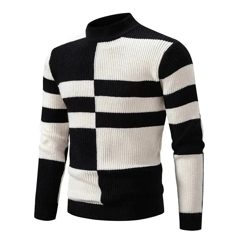 Men’s Mock Neck Knit Sweater – Autumn/Winter Slim Fit Pullover - Honesty Sales