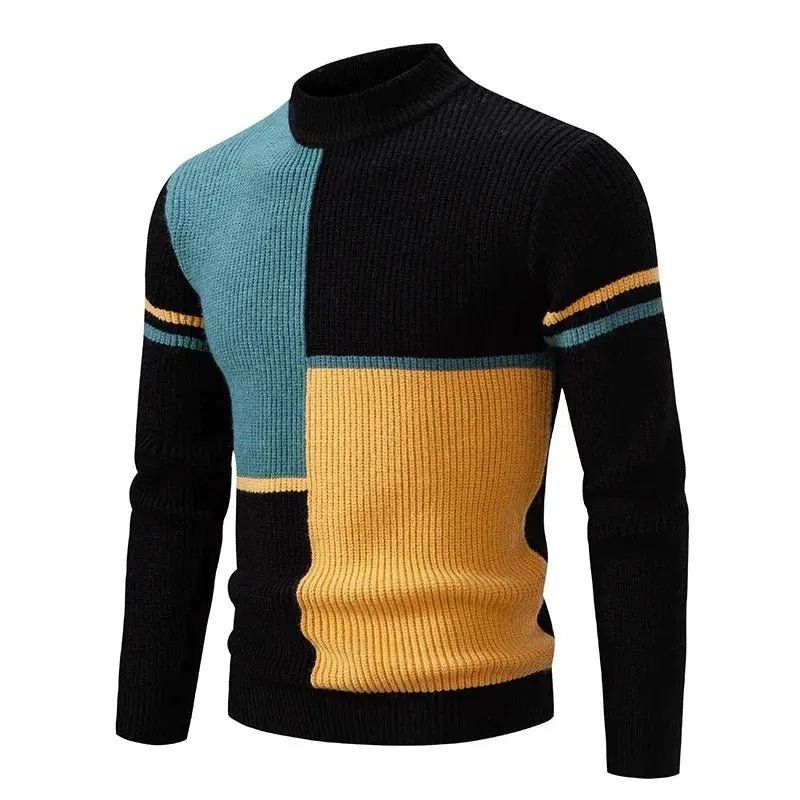 Men’s Mock Neck Knit Sweater – Autumn/Winter Slim Fit Pullover - Honesty Sales