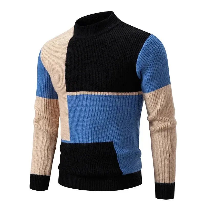Men’s Mock Neck Knit Sweater – Autumn/Winter Slim Fit Pullover - Honesty Sales