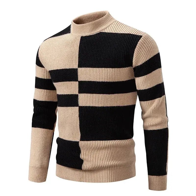Men’s Mock Neck Knit Sweater – Autumn/Winter Slim Fit Pullover - Honesty Sales