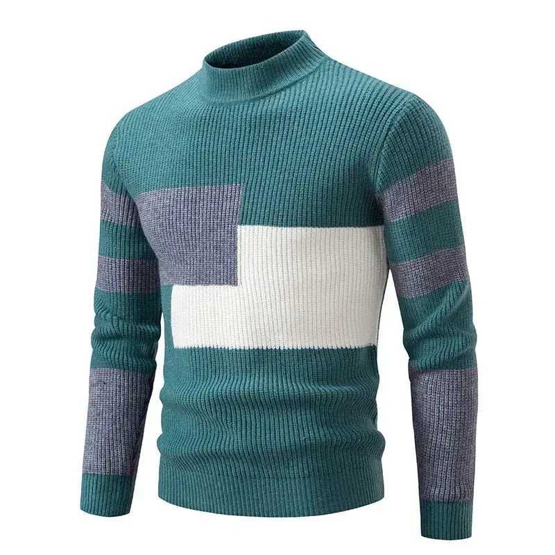 Men’s Mock Neck Knit Sweater – Autumn/Winter Slim Fit Pullover - Honesty Sales
